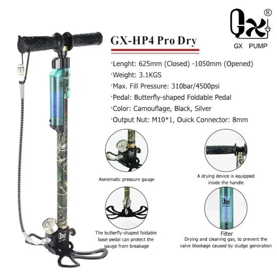 GX-HP4 Pro Dry PCP Manual Pump 310 Bar / 4500 PSI GX-HP4 Pro Dry PCP Manual Pump 310 Bar / 4500 PSI