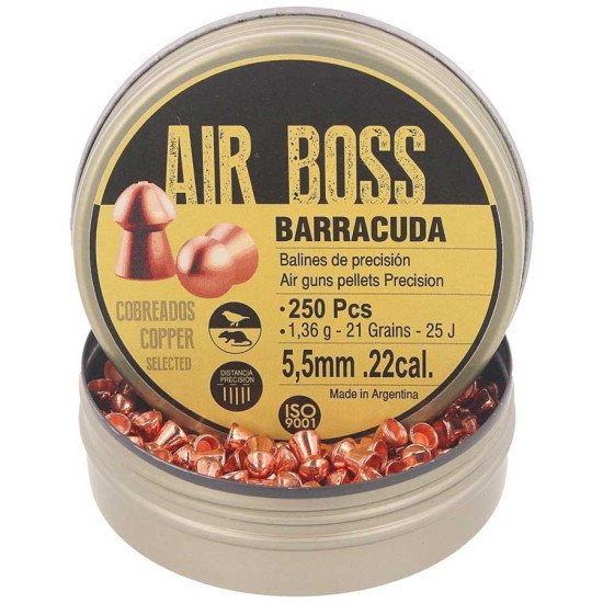 Apolo Air Boss Barracuda Copper AirGun Pellets .22/ 5.5 mm, 250 pcs 21gr Apolo Air Boss Barracuda Copper AirGun Pellets .22/ 5.5 mm, 250 pcs 21gr