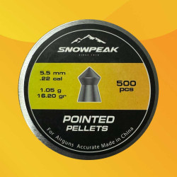 Snow Peak Pointed Pellets .22 (5.5) Cal. 16.20 Gr 500 Qty.