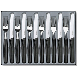 Victorinox Swiss Knife 12 PCS TABLE KNIFE & FORK SET 5.1333.12 BLACK