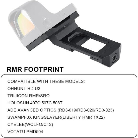 Ohhunt® 45° Canted Picatinny Mount Red Dot Adapter Plate for RMR Footprint Optics Holosun 407C/507C/508T & Trijicon RMR/SRO
