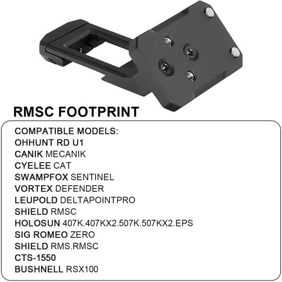 Ohhunt® 45° Canted Picatinny Mount Red Dot Adapter Plate for RMR Footprint Optics Holosun 407C/507C/508T & Trijicon RMR/SRO