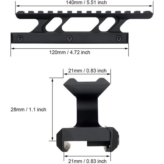 Ohhunt Picatinny Cantilever Riser Red dot Scope Rail Riser Mount 1.1 inch High
