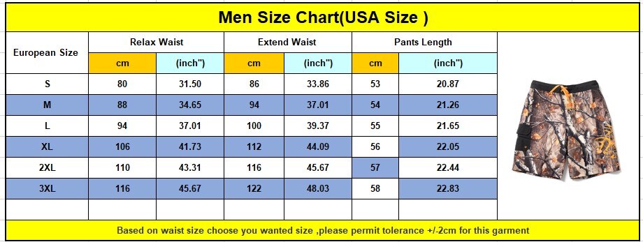 2020MenHuntingShortsCamouflageKnee-lengthManOutdoorSportsShortsQuick-dryBoardShortsPlusSizeS-3XLShor-4001184194395