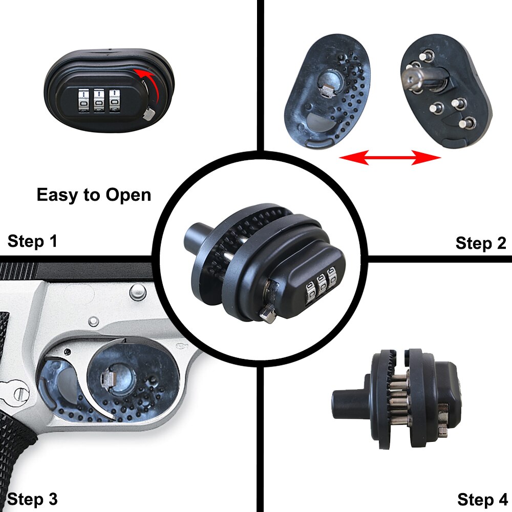 3DigitalCombinationTriggerLockGunLockPistolLock1PackBlackHuntingOutdoor-33017205220