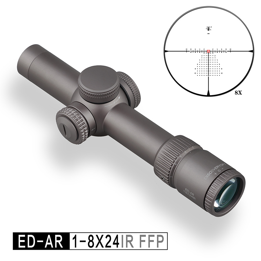 Discovery-Optics-lunette-de-visee-ED-AR-1-8-premier-plan-Focal-AK-47-AR-15-haute