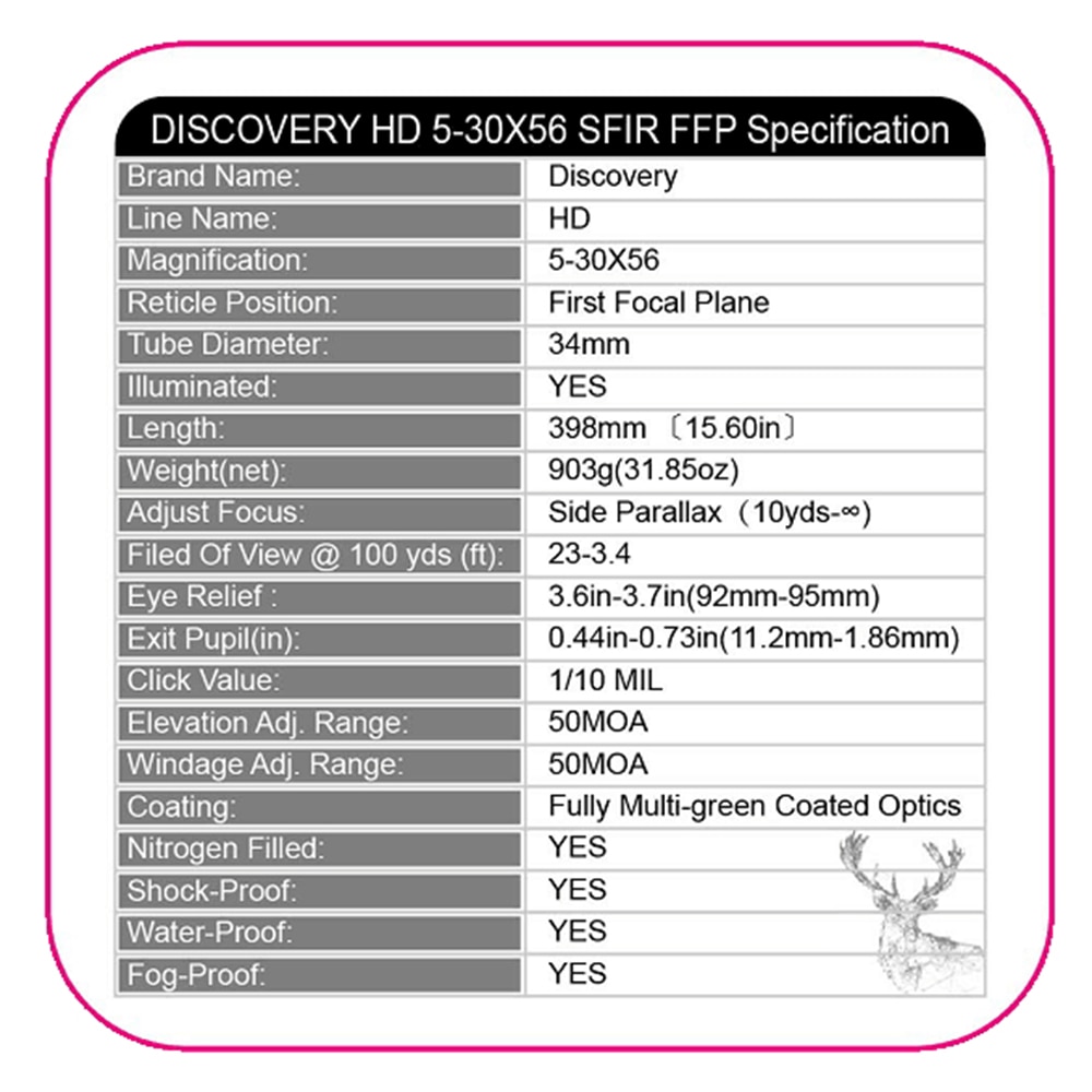 Discovery-optische-zicht-HD-5-30X56-SFIR-SLT-FFP-IR-MIL-Lange-Afstand-Schieten-J