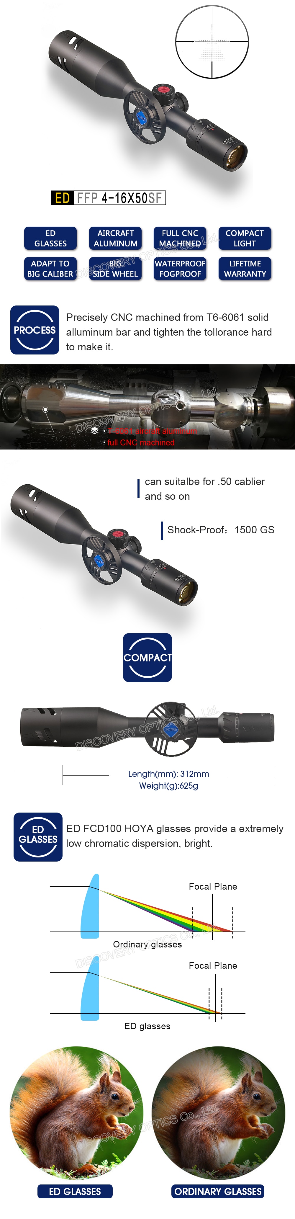 DiscoveryED4-16x50SFopticalsightHuntingRifleScopecollimatorsightextremelylowchromaticdispersionFirst-32916786252