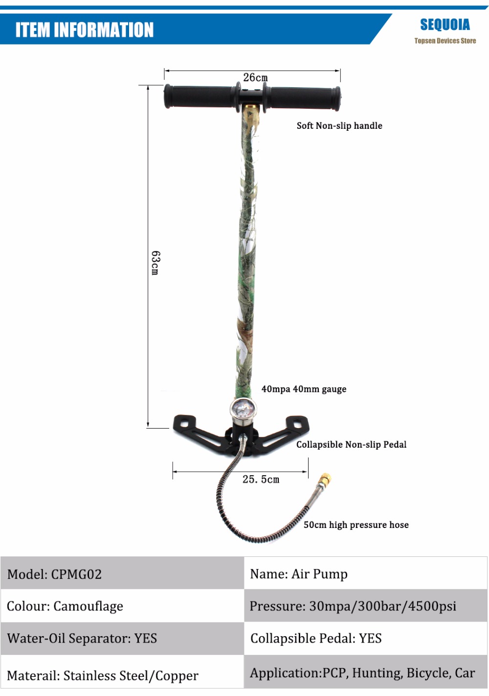 High-Pressure-PCP-Airsoft-Hand-Operated-Air-Pump-30mpa4500psi-Three-Stage-Camouf