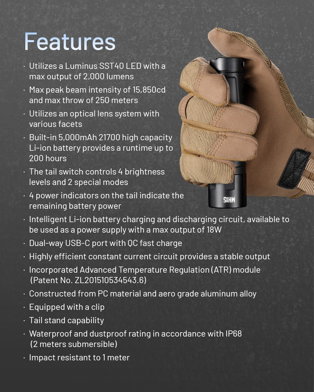 NITECORE-MH15-USB-C-Rechargeable-Flashlight-LED-18W-QC-Fast-Charge-EDC-Torch-Lig