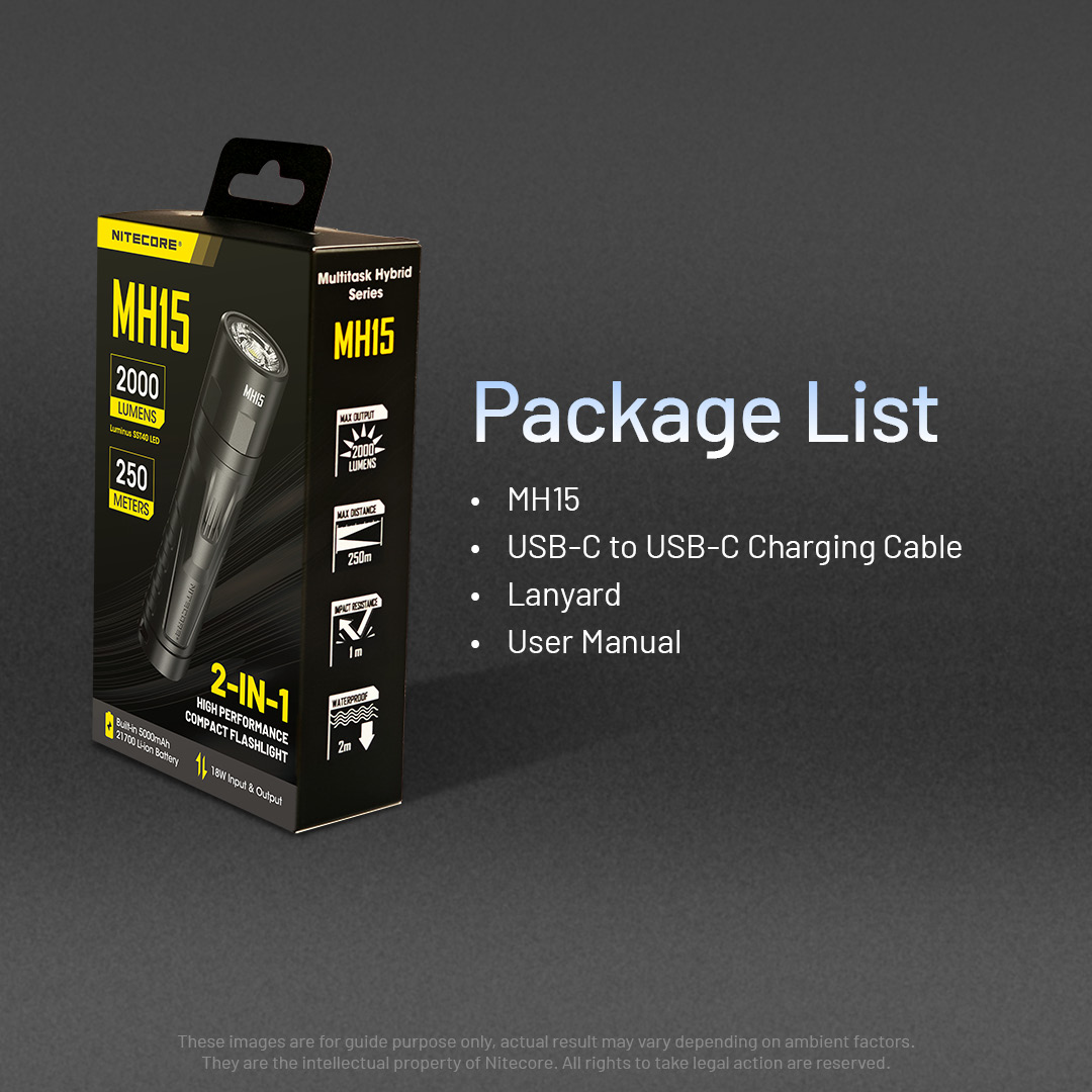 NITECORE-MH15-USB-C-Rechargeable-Flashlight-LED-18W-QC-Fast-Charge-EDC-Torch-Lig