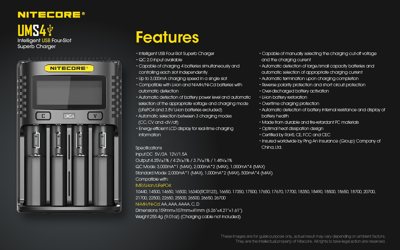 NITECORE-UMS4-Quatre-Emplacements-Intelligent-Chargeur-De-Batterie-USB-4A-QC-Charge-Rapide-Superbe-Chargeur-Pour-18650-14500-26650-21700-AA-AAA-1005002981603769