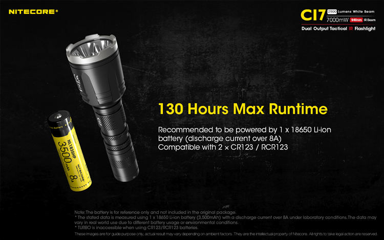 NitecoreCI7DualOutputTacticalIRFlashlight4xCREEXP-G3S34xSST-10-IRLEDs18650HuntingOutdoorCampingFreeS-4000185665007