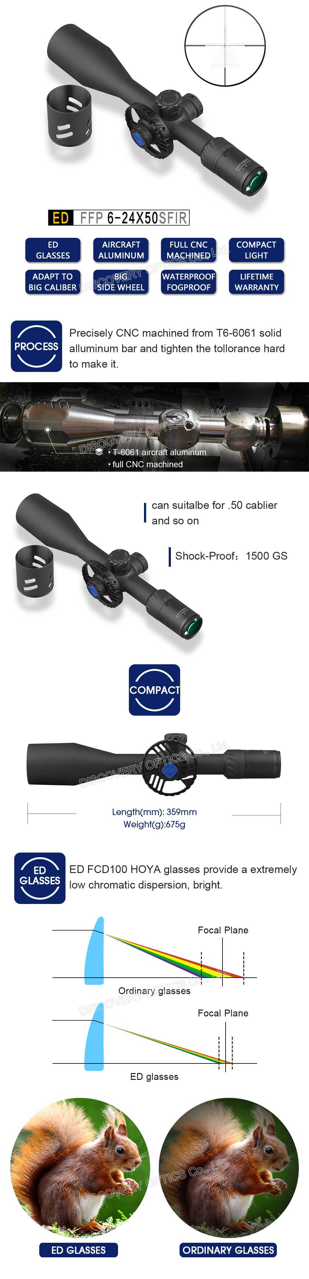 OriginalDiscoveryED6-24x50SFIRFFPuseextremelylowchromaticdispersionglassesfitHuntingRiflescope-4000097600546