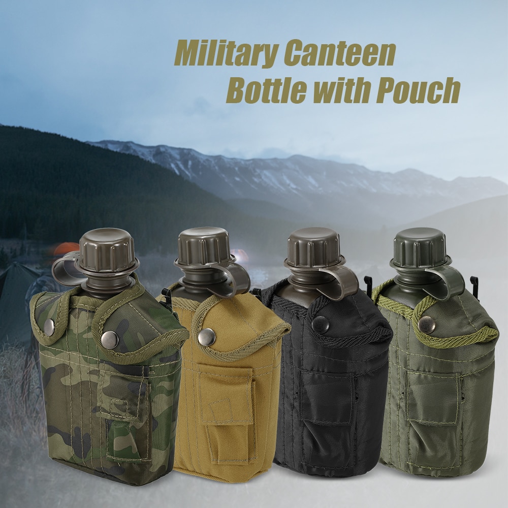 OutdoorMilitaryCanteenBottleCampingHikingBackpackingSurvivalWaterBottleKettlewithCover-4000086853192