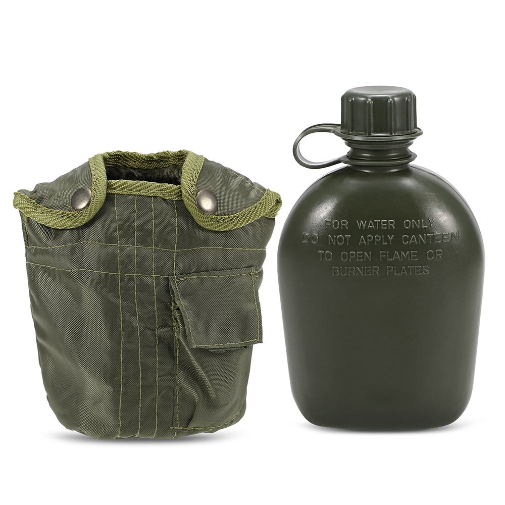 OutdoorMilitaryCanteenBottleCampingHikingBackpackingSurvivalWaterBottleKettlewithCover-4000086853192