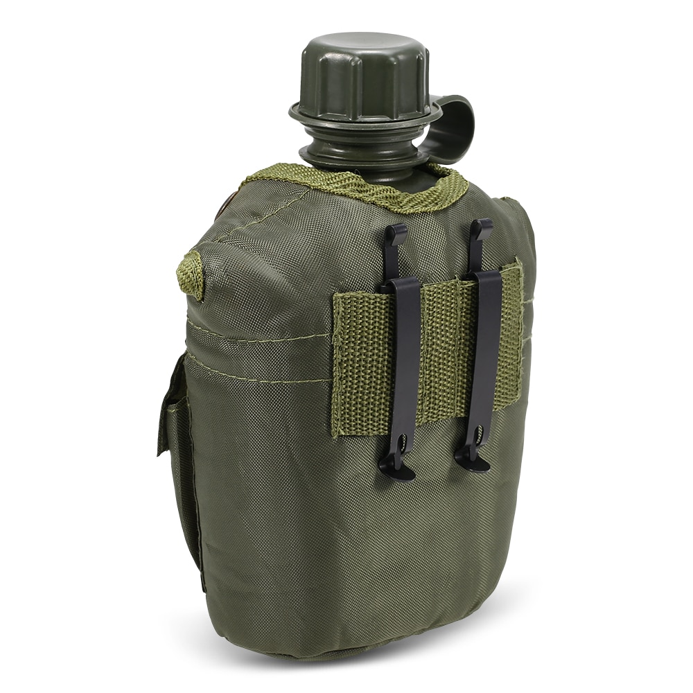 OutdoorMilitaryCanteenBottleCampingHikingBackpackingSurvivalWaterBottleKettlewithCover-4000086853192