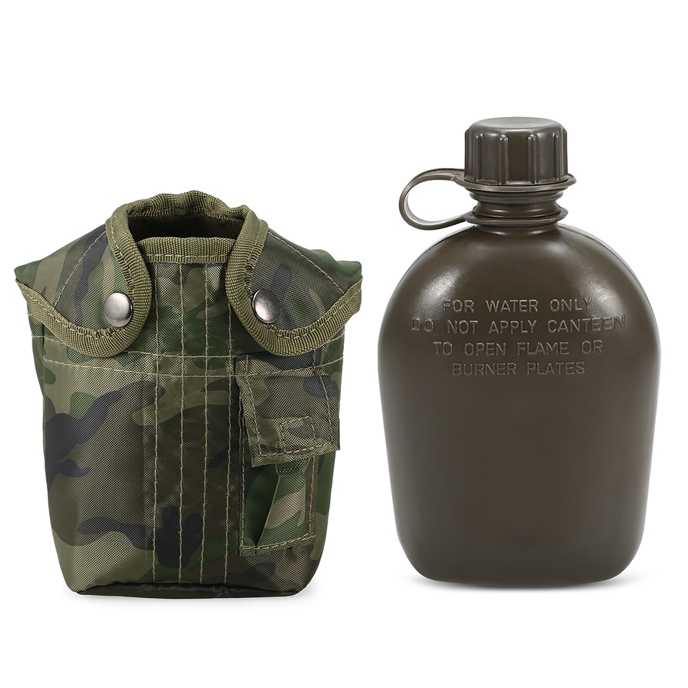 OutdoorMilitaryCanteenBottleCampingHikingBackpackingSurvivalWaterBottleKettlewithCover-4000086853192