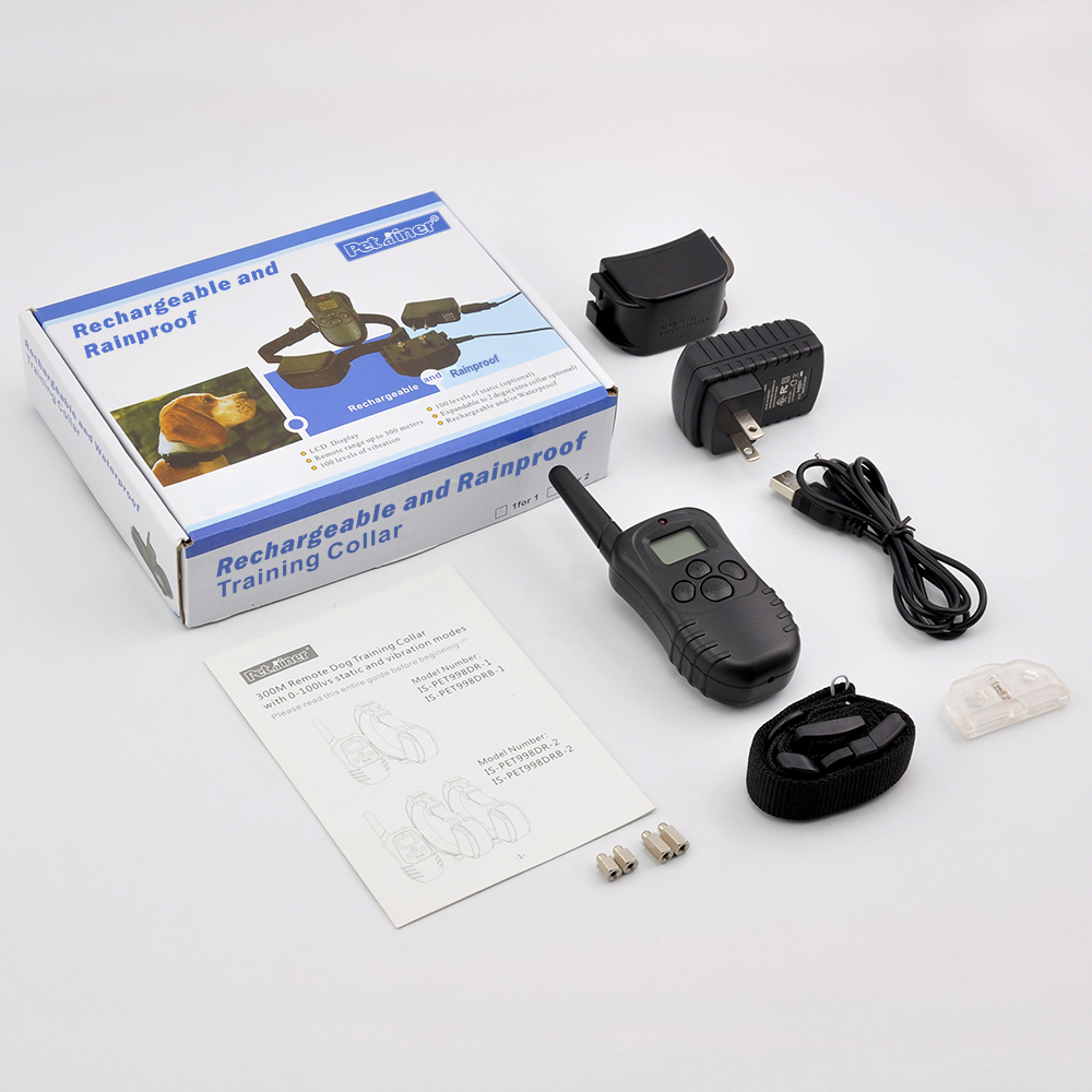 Petrainer-998DR-1BL-Rechargeable-And-Waterproof-300M-Remote-Vibration-Shock-Elec