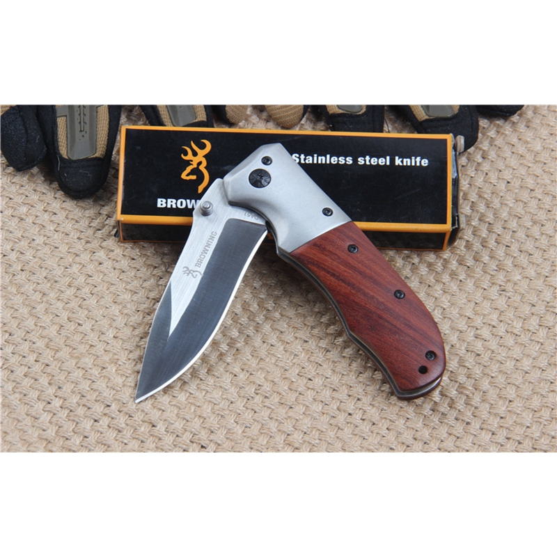 PocketknifeBrowningDA51FoldingKnife3Cr13MovBladeRedwoodSteelHandleOutdoorSurvivalTacticalCampingKnif-32852771645