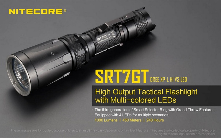 SaleNITECORESRT7GT1000LumensCREEXP-LHIV34colorsUVLEDFlashlightSmartSelectorRingWaterproofSearchHikin-32828240509