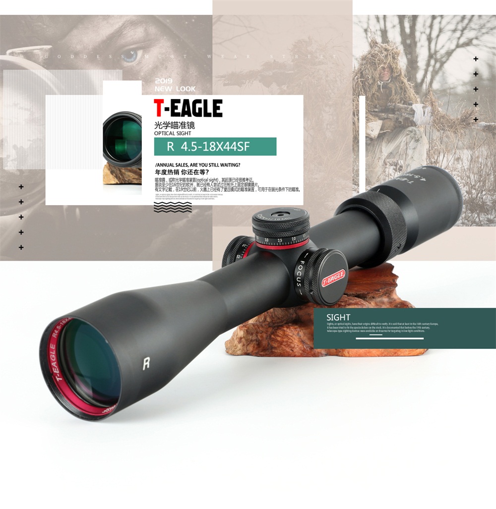 T-EAGLE45X18X44SFHuntingRiflescopeTacticalOpticalSightFullSizeMil-DotnonthermalimagerWireReticlehunt-4000823456484