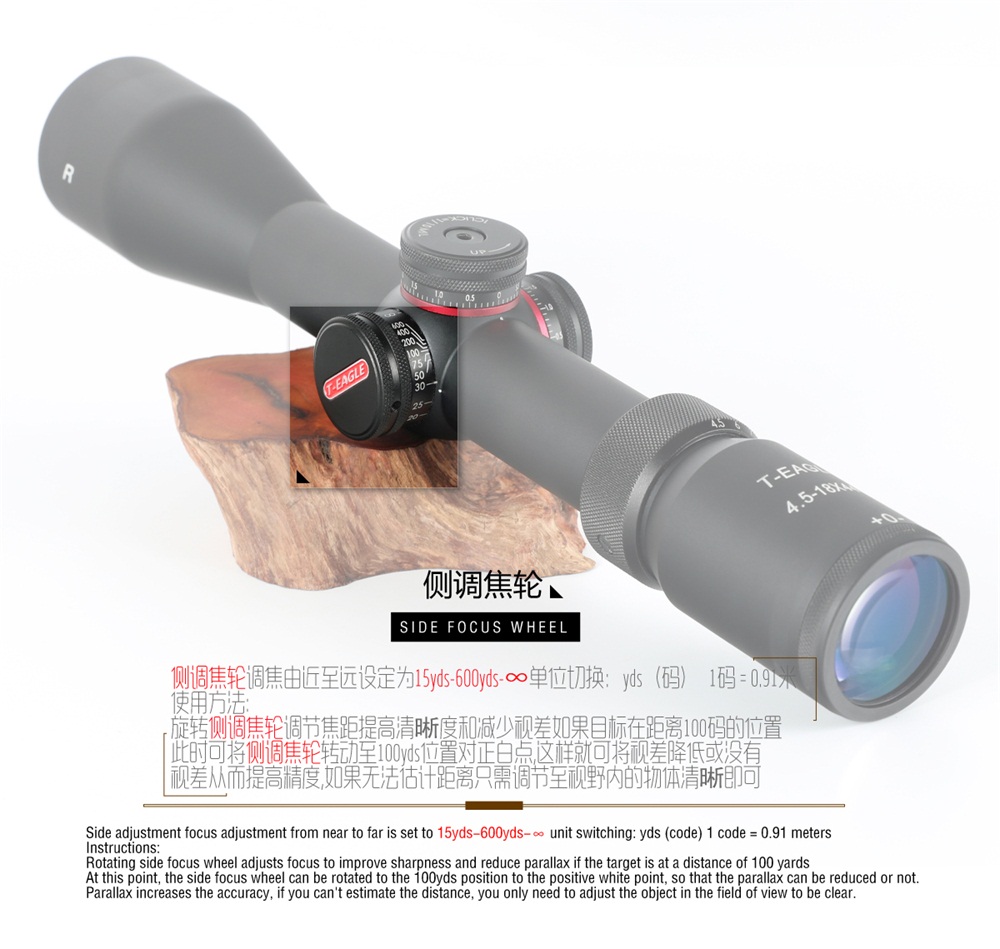 T-EAGLE45X18X44SFHuntingRiflescopeTacticalOpticalSightFullSizeMil-DotnonthermalimagerWireReticlehunt-4000823456484