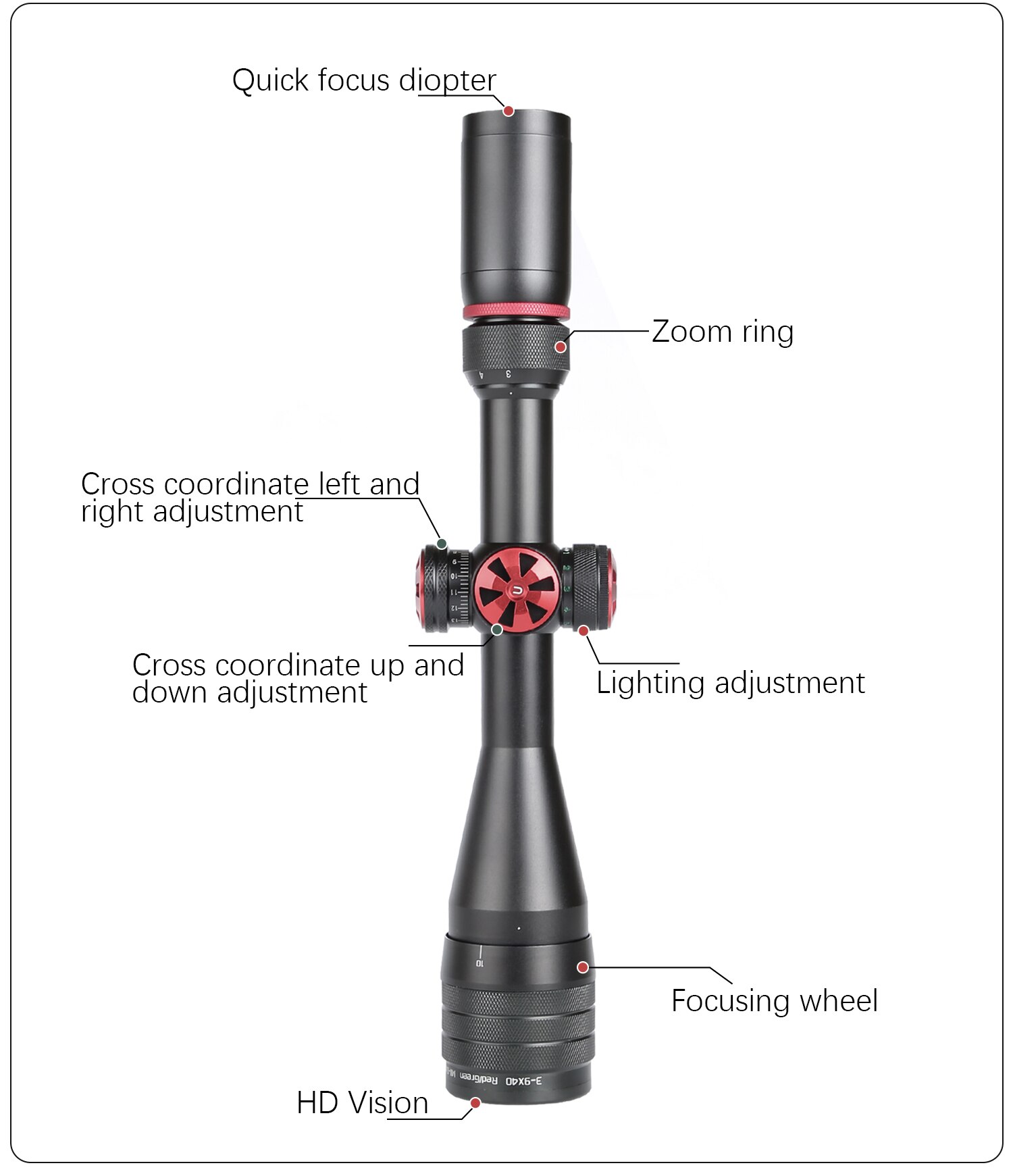 TeagleSR3-9X40AOIRTacticalOpticSightGreenRedRiflescopeHuntingRifleScopeSniperAirsoftAirGunsreddotmou-1005001483123968