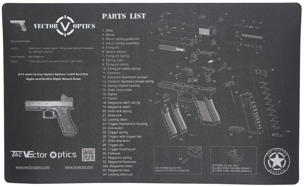 VectorOptics20x12InchGunSimthRifleGunCleaningBenchRubberMatwithGlockAllPartListPrinting-2044774430