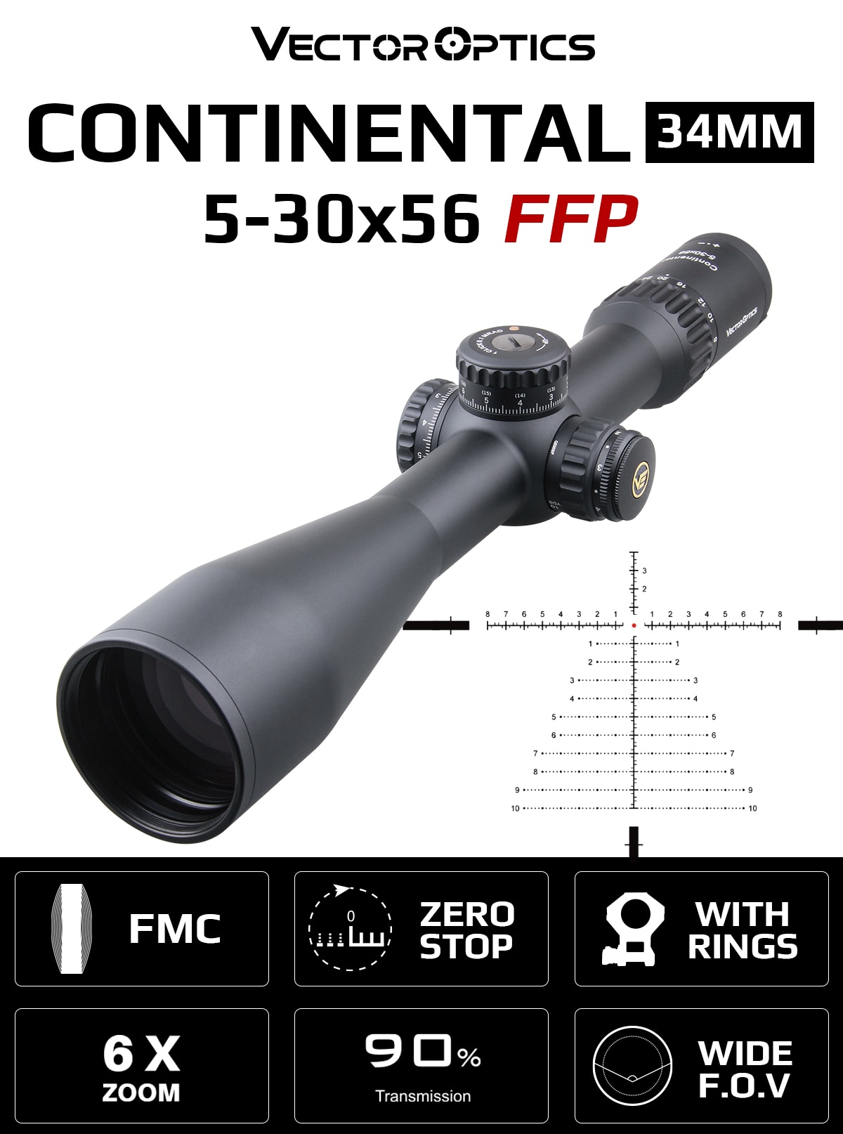 VectorOptics34mmContinental5-30x56HDFFPHuntingRiflescopesTacticalRifleScope110MILZeroStop338LongRang-4001123951704