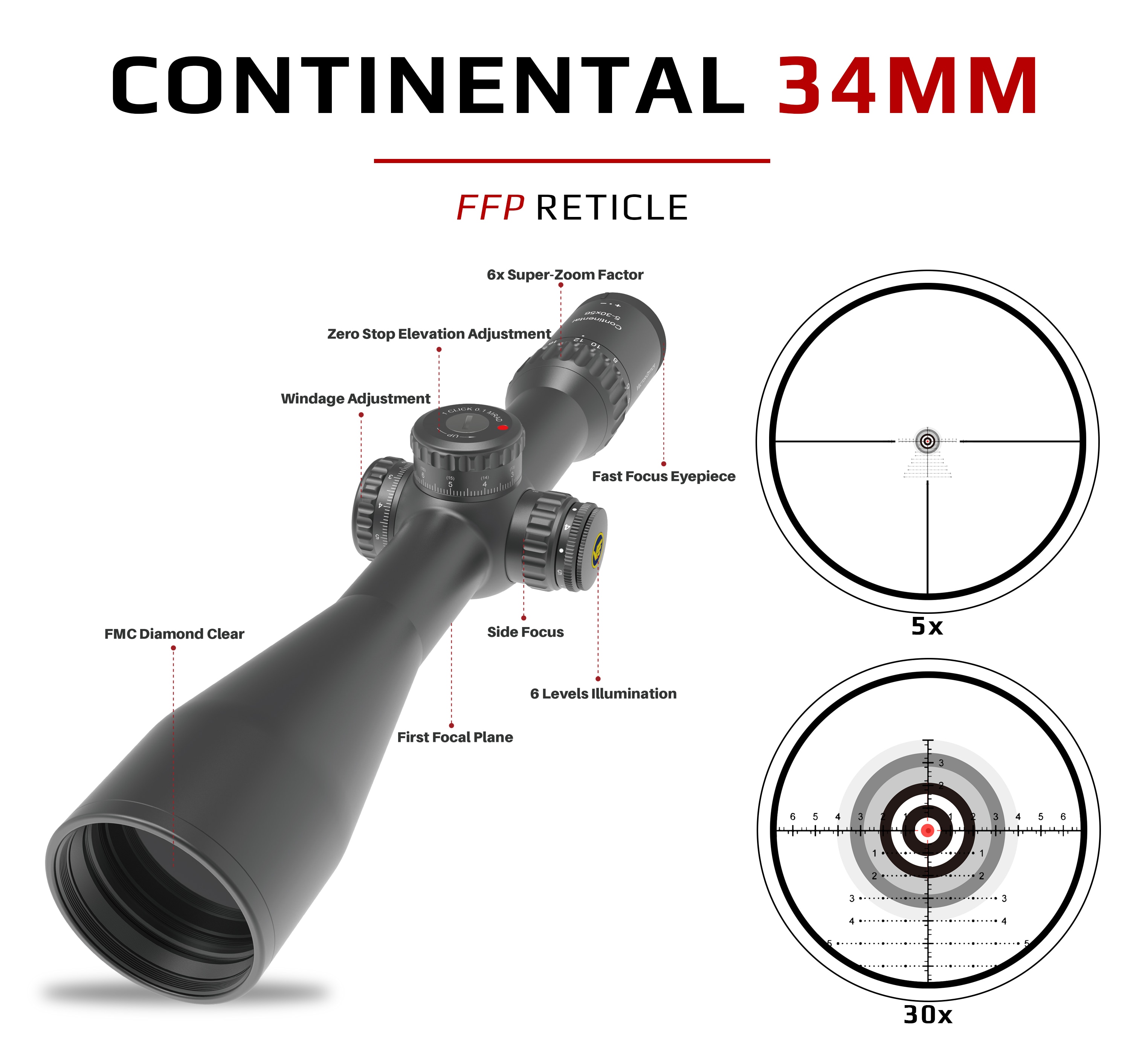 VectorOptics34mmContinental5-30x56HDFFPHuntingRiflescopesTacticalRifleScope110MILZeroStop338LongRang-4001123951704