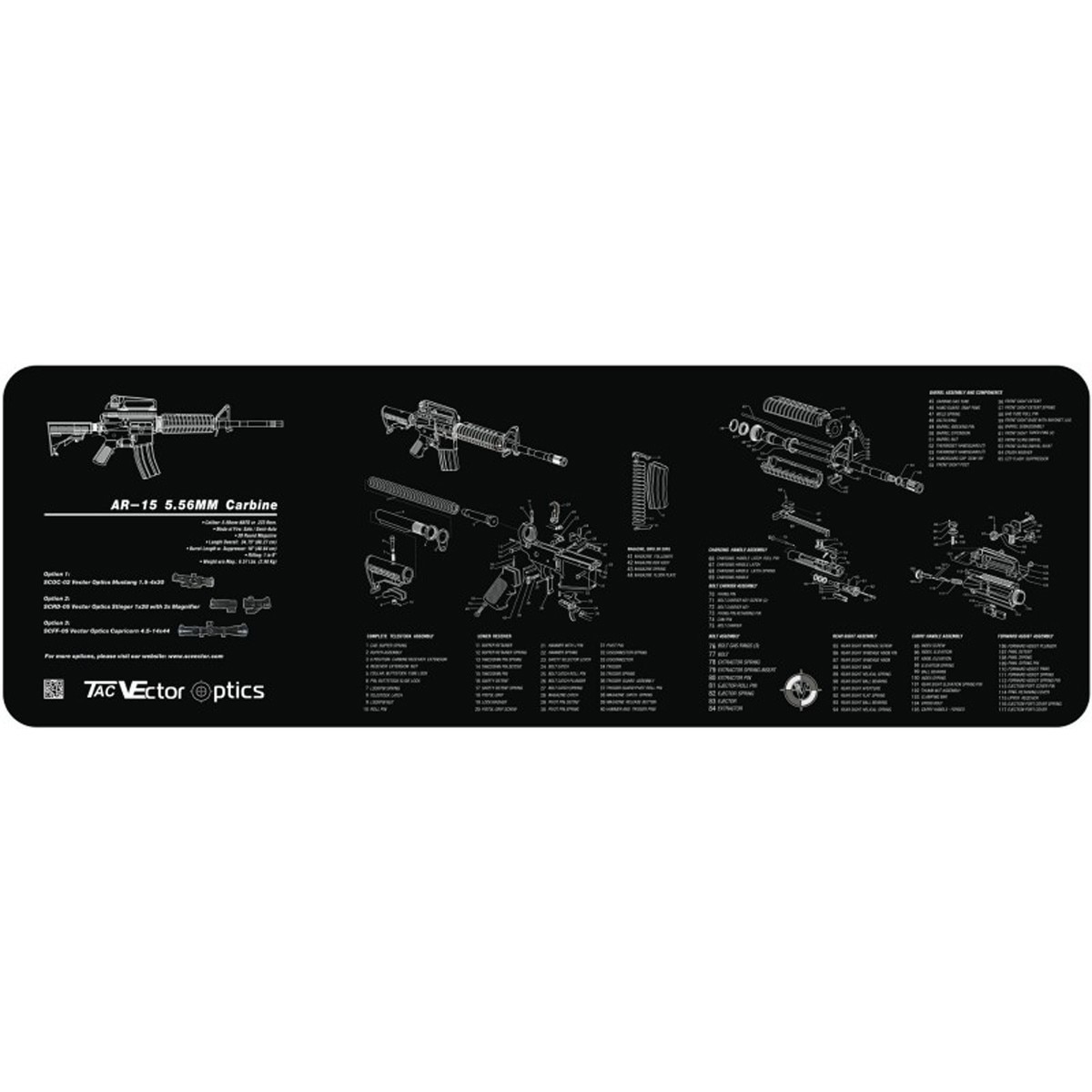 VectorOptics36x12InchAR15223CarbineGunCleaningBenchRubberMatAccessoryAllRiflePartsListSchematics-1291388916