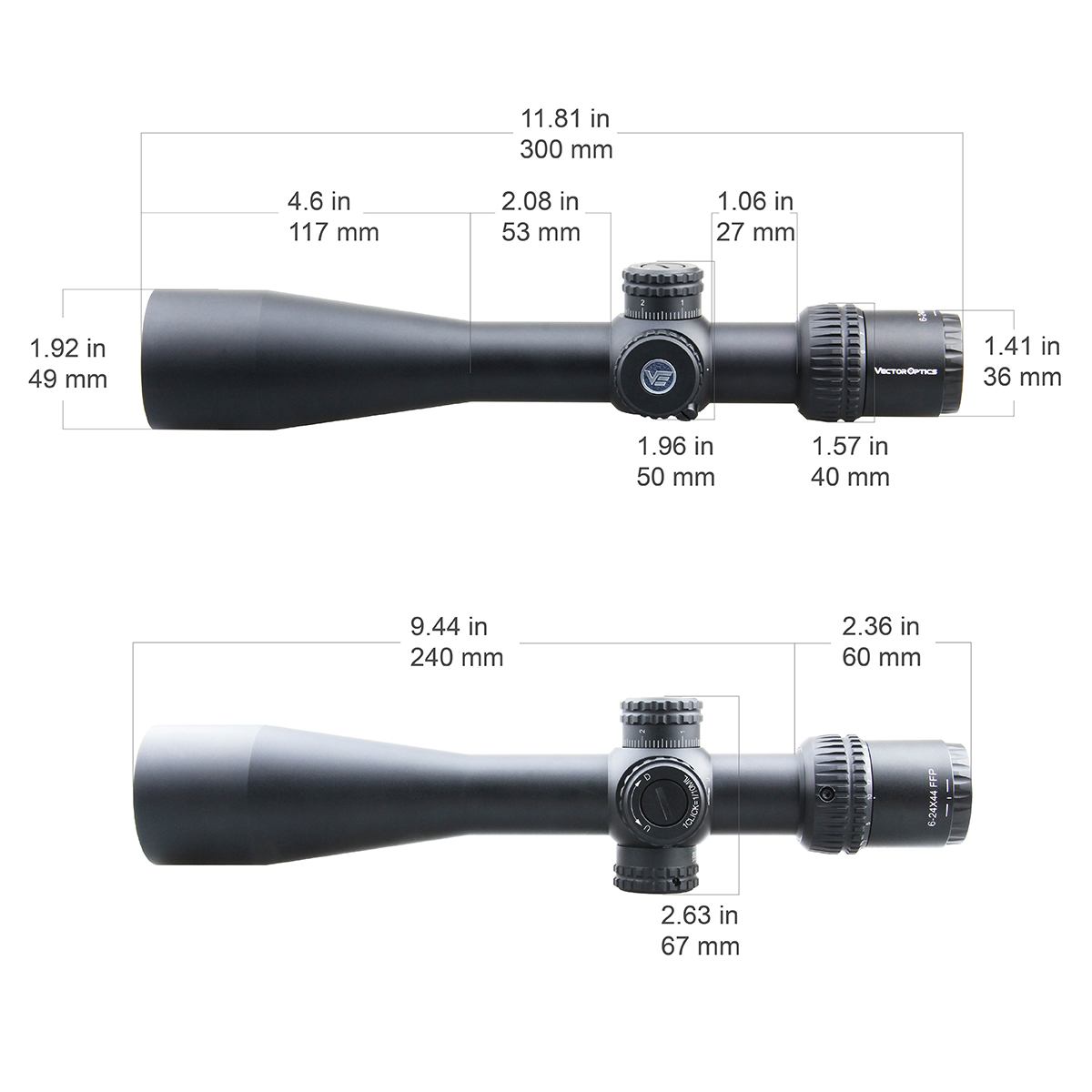 VectorOptics6-24x44FFPlunettedevisecompacteavecpointcentralclairetverrouillagedetourellepourarmesAir-1005003201031553