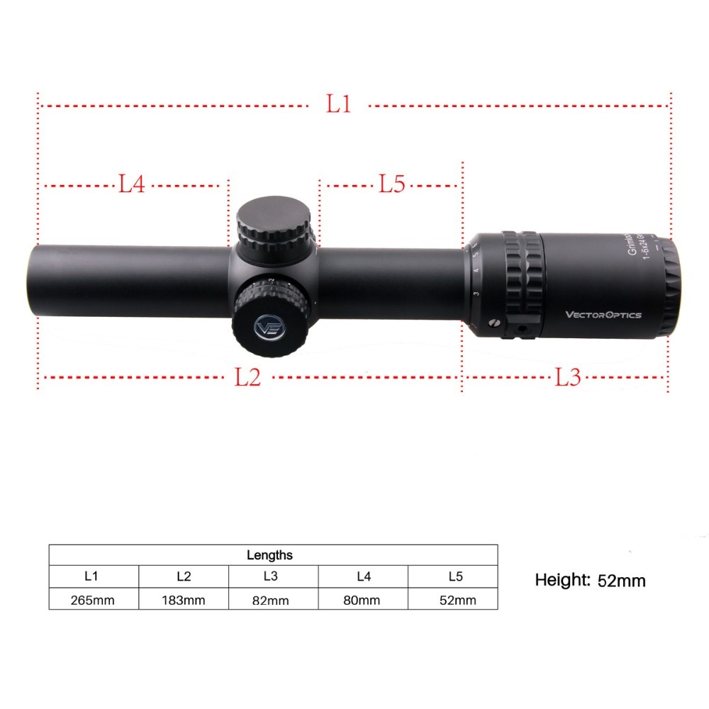 VectorOpticsGen2Grimlock1-6x24BDCMOABallisticReticleRifleScopeCenterDotIlluminatedCQBRiflescope223AR-33006342783