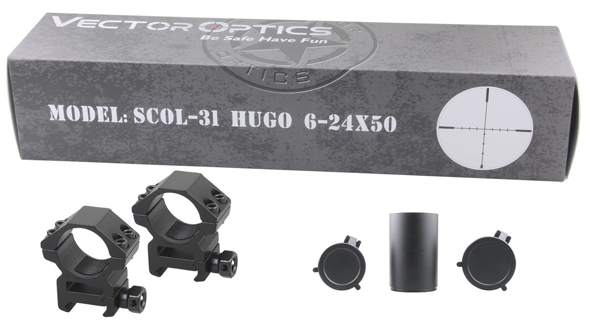 VectorOpticsHugo6-24x501InchRiflescopeMin10YdsBDCWireReticleTurretLockRem700Ruge1022-4000803845325