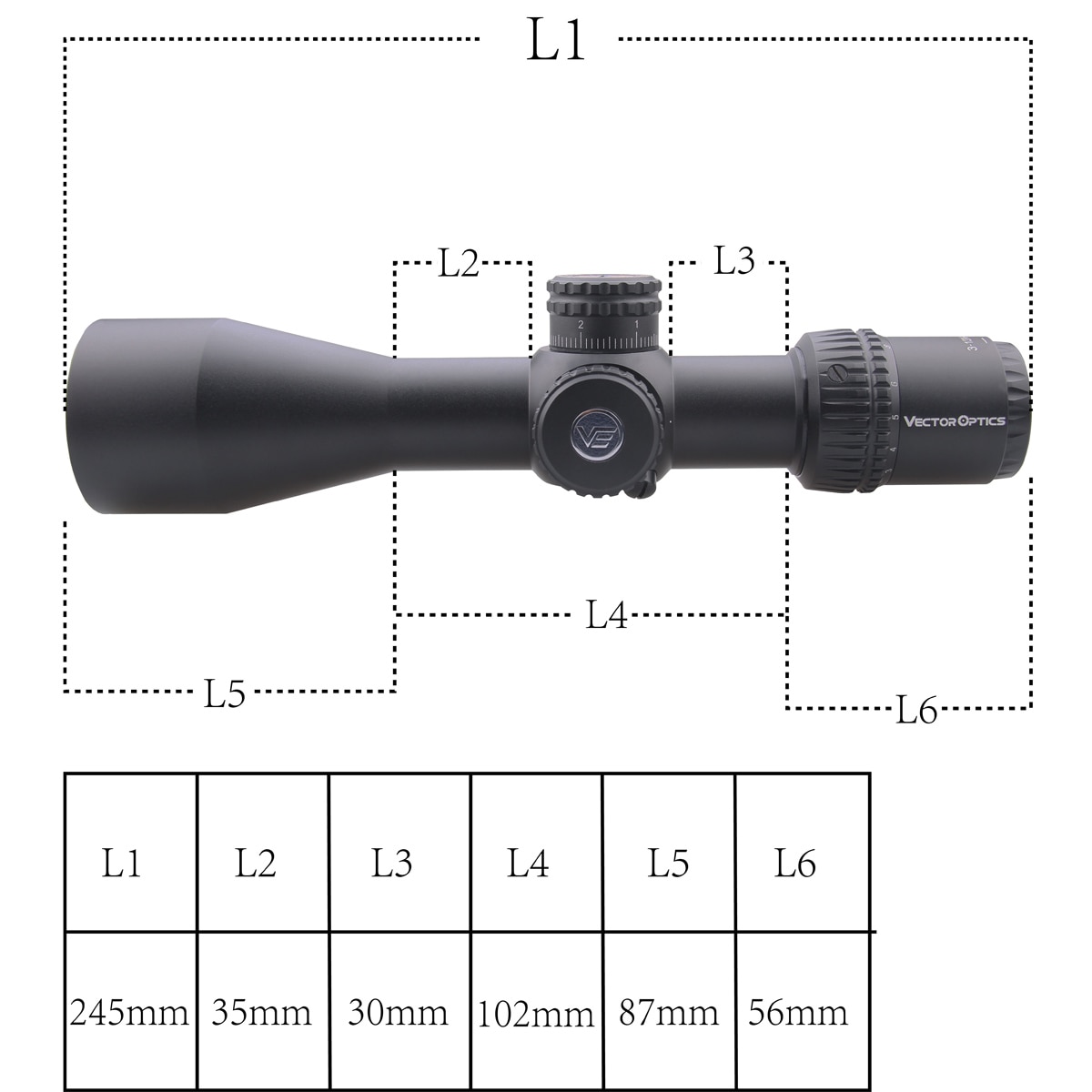 VectorOpticsVeyronFFP3-12x44UltraCompactAirgunRiflescopeScopeFirstFocalPlane223762AR15AirRifle110Mil-33001144902